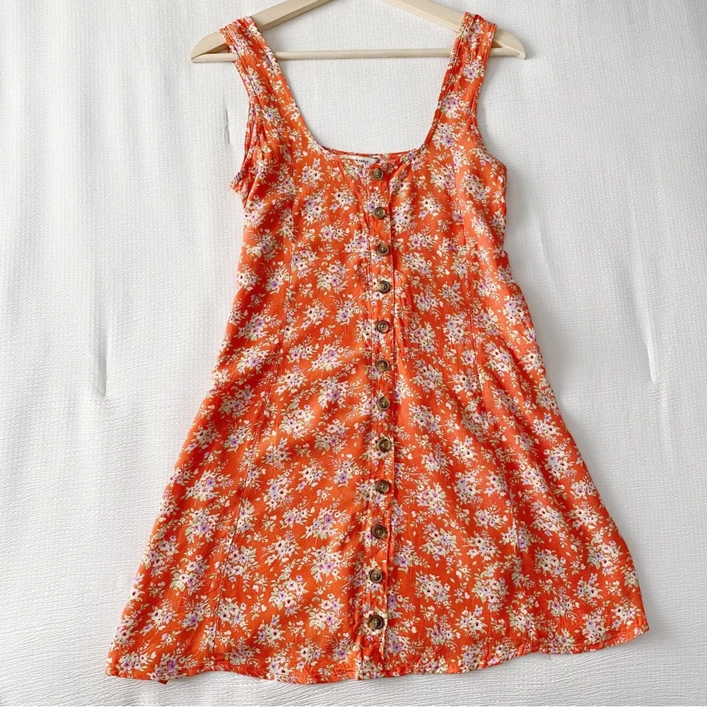 AEO Orange Floral Print Mini Dress - Picture 3 of 11